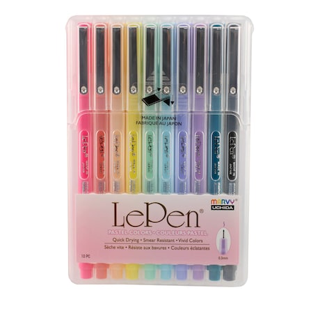 Marvy Uchida LePen Micro-Fine Point Pen, Pastel, 10 Colors 4300_10P